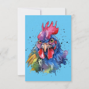 Tarjeta De Agradecimiento Gallo Campestre Estilo Acuarela