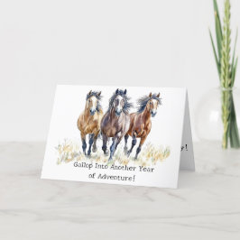 Tarjeta De Agradecimiento Galloping Adventure Mustang Horses Birday Card