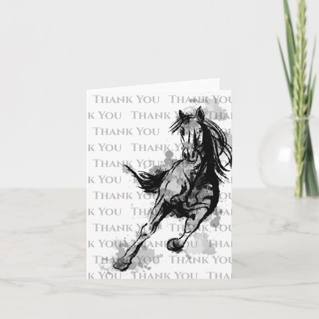Tarjeta De Agradecimiento Galloping Horse Sketch (Anverso)