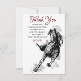 Tarjeta De Agradecimiento Galloping Horse Sketch Flat Cumpleaños