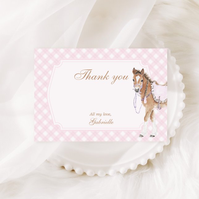 Tarjeta De Agradecimiento Galopa chicas Caballo Rosa Cumpleaños (Subido por el creador)
