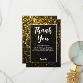 Tarjeta De Agradecimiento Ganas oscuras doradas Sweet 16 guión elegante