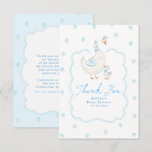 Tarjeta De Agradecimiento Ganso Tonto Azul Dulce Caprichoso Gracias