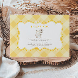 Tarjeta De Agradecimiento Ganso Tonto Cumpleaños 1º Amarillo Gingham