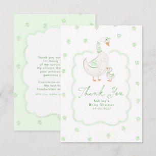 Tarjeta De Agradecimiento Ganso Tonto Verde Dulce Caprichoso Gracias