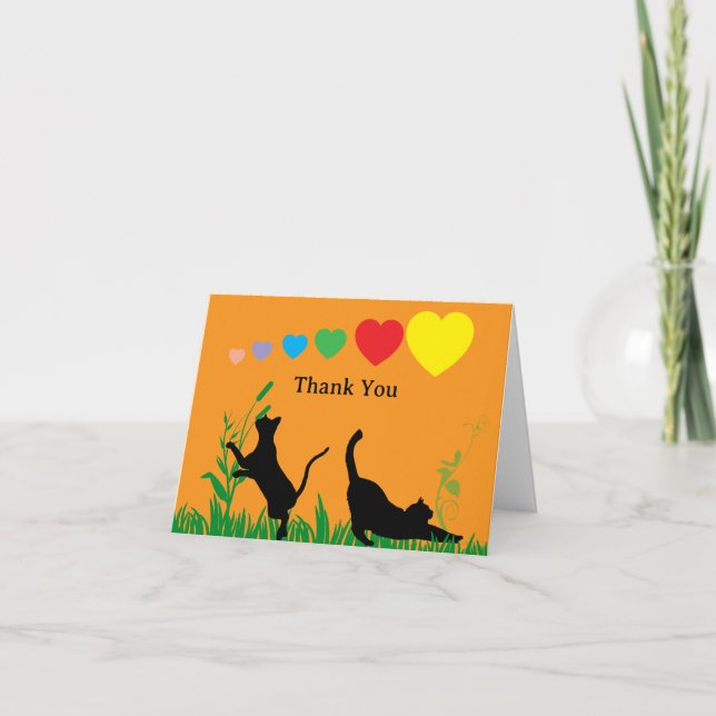 Tarjeta De Agradecimiento Garden Cats Folded Thank You Card (Anverso)