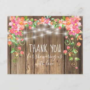 Tarjeta De Agradecimiento Garden Floral Berry Baby Shower Boda Gracias