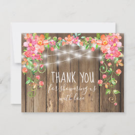 Tarjeta De Agradecimiento Garden Floral Berry Baby Shower Boda Gracias