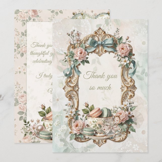 Tarjeta De Agradecimiento Garden Tea Party Floral Thank You Card (Anverso / Reverso)
