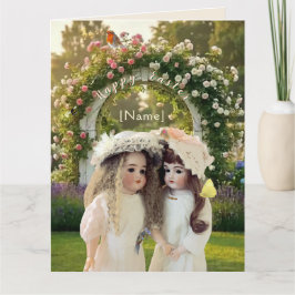 Tarjeta De Agradecimiento Garden Trellis Antique Dolls BIG Card