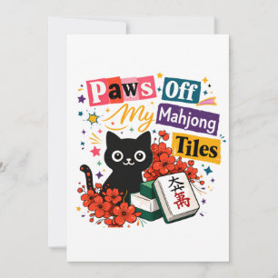 Tarjeta De Agradecimiento Garras fuera de mis fichas de Mahjong Gato Negro