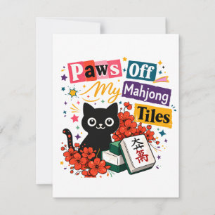 Tarjeta De Agradecimiento Garras fuera de mis fichas de Mahjong Gato Negro
