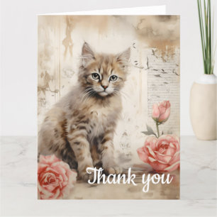 Tarjeta De Agradecimiento gatito atigrado esponjoso Gracias 13