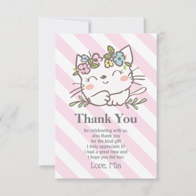 Tarjeta De Agradecimiento gatito blanco, gatito, animales gracias carta (Anverso)