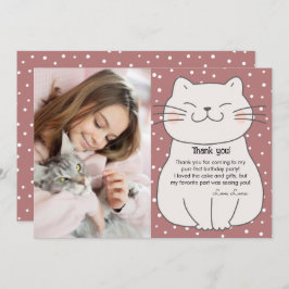 Tarjeta De Agradecimiento Gatito moderno y lindo con foto cumpleaños