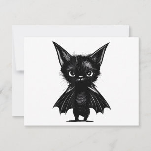 Tarjeta De Agradecimiento Gatito negro gruñón de Halloween con disfraz de mu