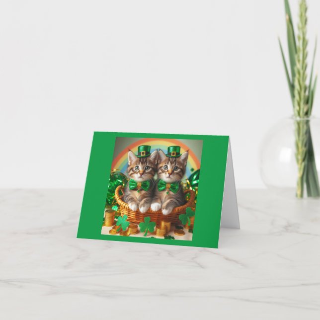 Tarjeta De Agradecimiento Gatitos de San Patricio (Anverso)