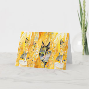 Tarjeta De Agradecimiento Gato amarillo abstracto