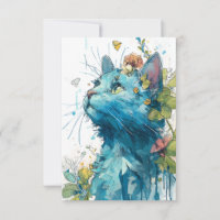 Gato azul lindo con flores