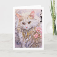 Gato blanco elegante en oro y diamantes