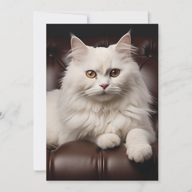Tarjeta De Agradecimiento Gato blanco majestuoso (Anverso)