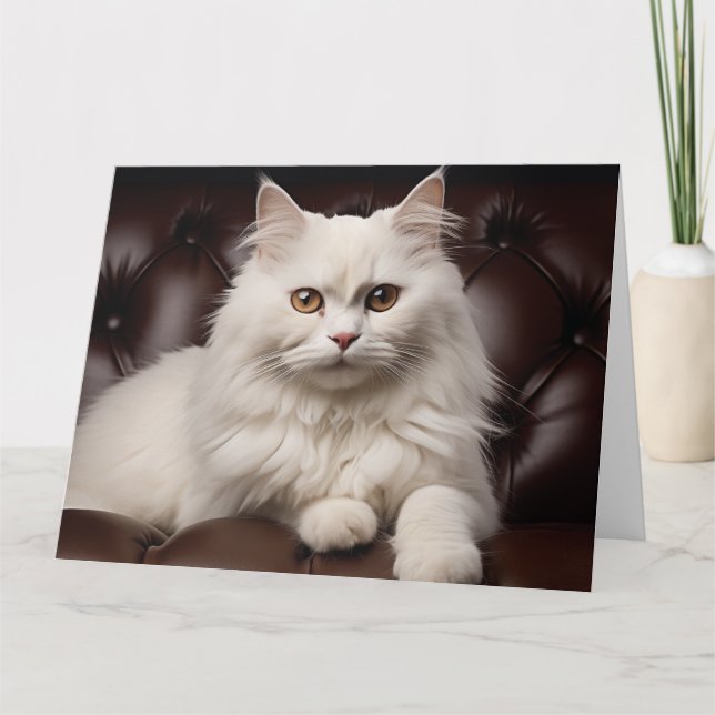 Tarjeta De Agradecimiento Gato blanco majestuoso (Anverso)