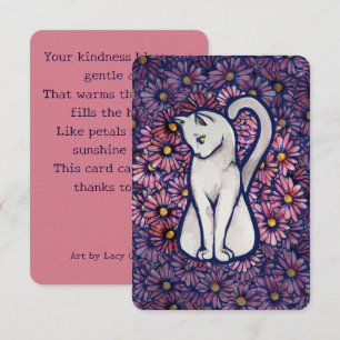 Tarjeta De Agradecimiento Gato blanco Mauve Daisies