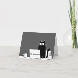 Tarjeta De Agradecimiento Gato con cero motivación – divertido dibujo animad