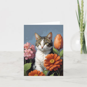 Tarjeta De Agradecimiento gato con flores (actualización)