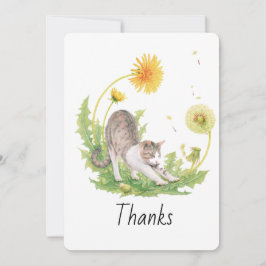 Tarjeta De Agradecimiento Gato con Personalizable Dandelions