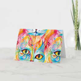 Tarjeta De Agradecimiento Gato de arco iris abstracto