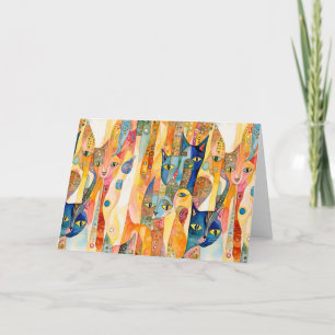 Tarjeta De Agradecimiento Gato de arco iris abstracto