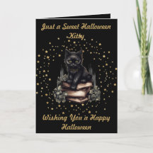 Gato de Halloween con estrellas de oro falsas y ta