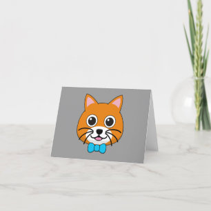 Tarjeta De Agradecimiento Gato de jengibre feliz lindo con papillón