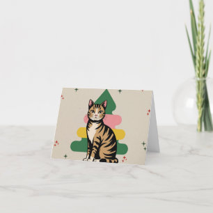 Tarjeta De Agradecimiento Gato de Navidades modernos de mediados del siglo X
