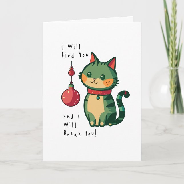 Tarjeta De Agradecimiento Gato de Navidades traviesos (Anverso)