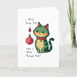 Tarjeta De Agradecimiento Gato de Navidades traviesos
