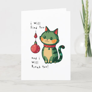 Tarjeta De Agradecimiento Gato de Navidades traviesos
