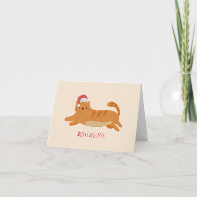 Tarjeta De Agradecimiento Gato de Tabby amarillo navidad (Anverso)