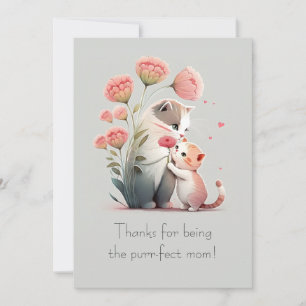Tarjeta De Agradecimiento Gato dulce mamá y gatito