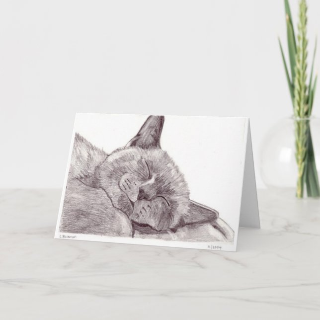 Tarjeta De Agradecimiento Gato el dormir (Anverso)