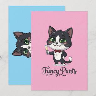 Tarjeta De Agradecimiento Gato Esmoquin de Pantalones Elegantes Brinda