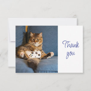Tarjeta De Agradecimiento Gato Jugador Divertido Gatito Gracias