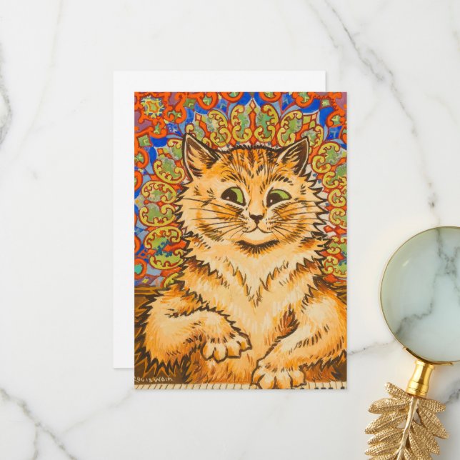 Tarjeta De Agradecimiento Gato jugando un piano por Louis Wai (Anverso/Reverso In Situ)