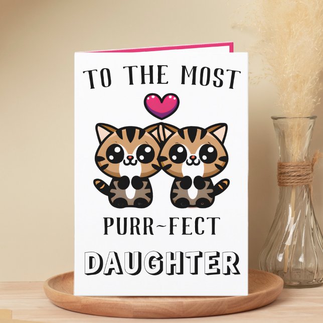 Tarjeta De Agradecimiento Gato Kitty Gatito Gatito Gatito Pun Hija Feliz Cum (cute kitten purr birthday card for daughter)