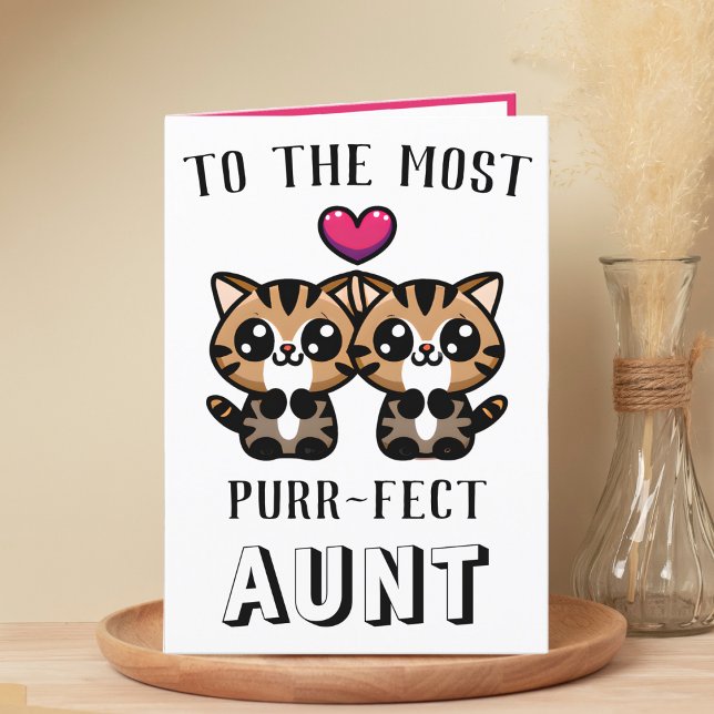 Tarjeta De Agradecimiento Gato Kitty Gatito Gatito Gatito Tía Feliz Cumpleañ (cute kitten purr birthday card for aunt)