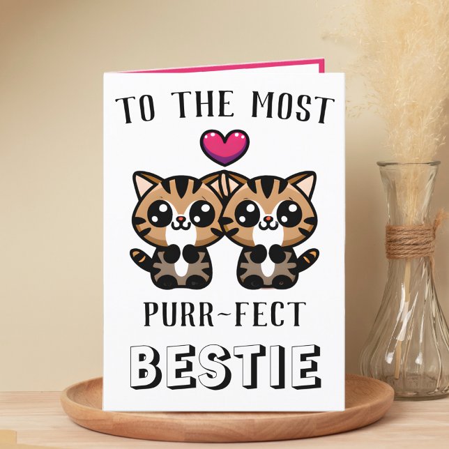 Tarjeta De Agradecimiento Gato Kitty Gatito Gatito Mejor Amigo Feliz Cumplea (cute kitten purr birthday card for best friend)