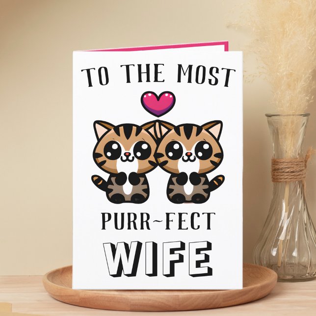 Tarjeta De Agradecimiento Gato Kitty Gatito Gatito Pun Esposa Feliz Cumpleañ (cute kitten purr birthday card for wife)