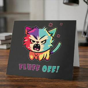 Tarjeta De Agradecimiento Gato lindo enojado que silba y se larga.