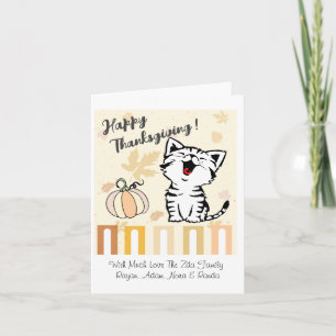 Tarjeta De Agradecimiento Gato Lindo Feliz Día de Acción de Gracias